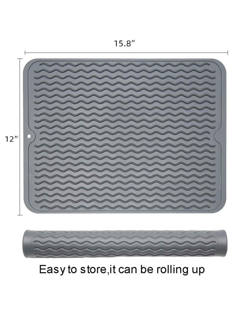 1 pcs Silicone Dish Drying Mat for Kitchen Counter  - Multi Usage Eco Friendly Drying Matt Kitchen Counter - Easy to Clean Heat Resistant Dish Drying Pad - Image 2