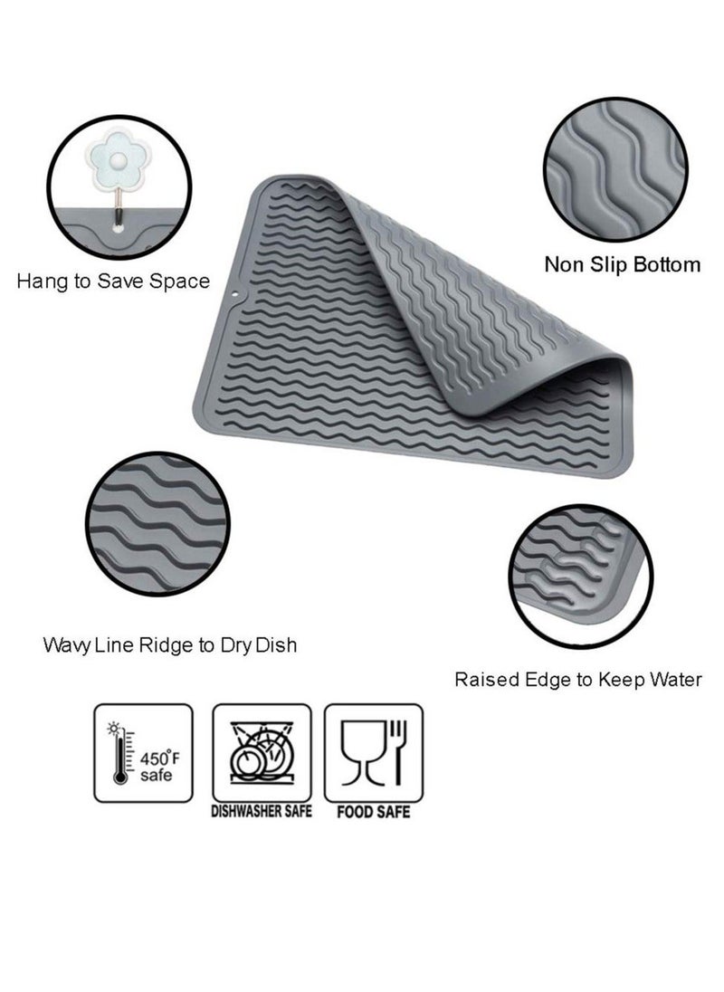 1 pcs Silicone Dish Drying Mat for Kitchen Counter  - Multi Usage Eco Friendly Drying Matt Kitchen Counter - Easy to Clean Heat Resistant Dish Drying Pad - Image 3