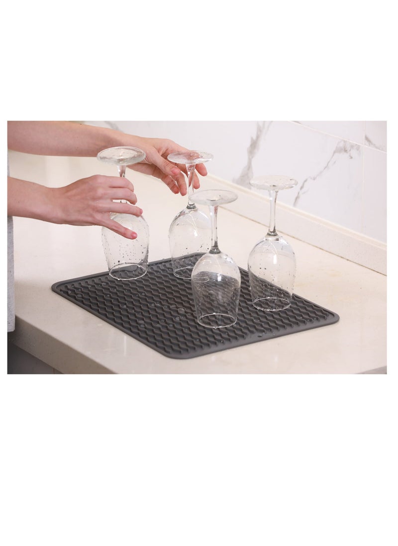 1 pcs Silicone Dish Drying Mat for Kitchen Counter  - Multi Usage Eco Friendly Drying Matt Kitchen Counter - Easy to Clean Heat Resistant Dish Drying Pad - Image 5