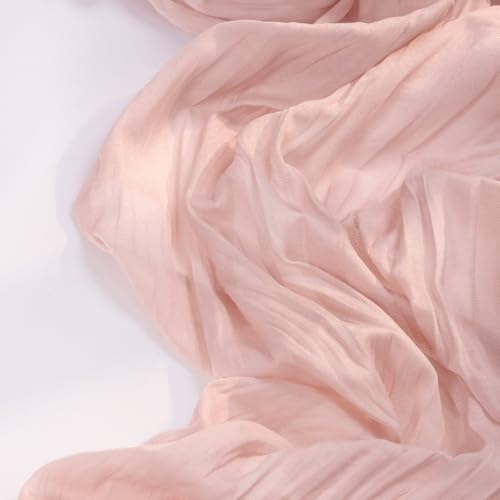 DeZerlor Pink Cheesecloth Table Runner Fall Table Runner Boho Gauze 120 Inches Light Pink Cheese Cloth Fall Table Decorations for Thanksgiving Wedding Bridal Girl Baby Shower Sweet 16 Party Decor - Image 3