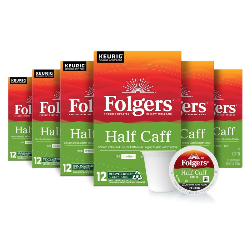 Folgers HalfCaff Medium Roast Coffee 72 Keurig KCup Pods - Image 3