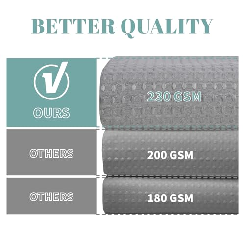 eachope Grey No Hook Waffle Weave Shower Curtain with snap-in Liner Replacement, 230GSM Waterproof Fabric Hotel Shower Curtain Set for Bathroom, Through Mesh Top Window,71Wx74H - Image 3