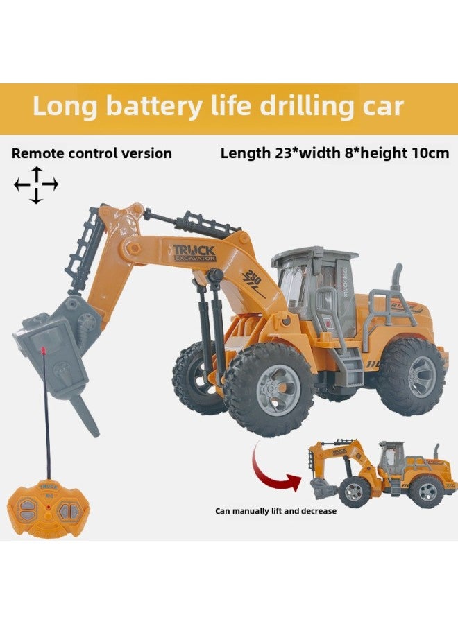 Long Endurance Children's Remote Control Excavation Engineering Bulldozer Road Roller Sanitation Shovel Wooden Car Rc Electric Toy Car-Color:Engineering Drilling Vehicle-Proportion:1:30 (e-commerce) Self-purchased Battery - Image 1