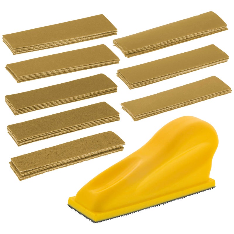 DuraGold Micro Hand Sanding Block Kit 35 x 1 Pad Hook Loop Backing 40 Sandpaper Sheets 5 Each 60 80 120 180 220 320 400 600 Grit Wood Woodworking Small Detail Finishing Sander