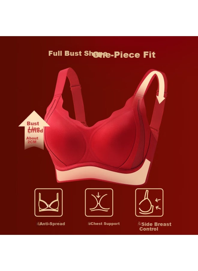 Gracewell Red Lingerie Set For Women, Small Bust Push-up Wireless Bra, Wedding Bridal Underwear And Socks Gift Box - Image 3