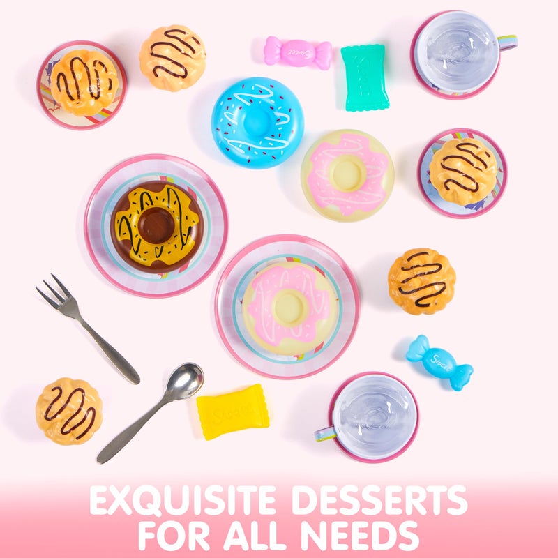 JOYIN 35Pcs Unicorn Tea Party Set for Little Girls, Pretend Tin Teapot Set, Princess Tea Time Play Kitchen Toy with Dessert, Doughnut, Carrying Case for Birthday Easter Gifts Kids Toddlers Age 3 4 5 6 - Image 5