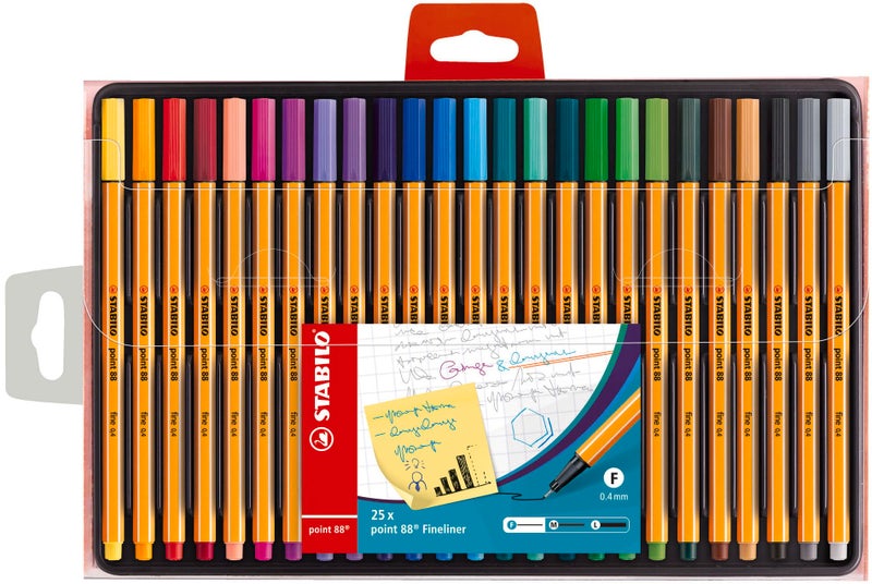 STABILO Fineliner point 88 - Pack of 25 - Assorted Colors - Image 1