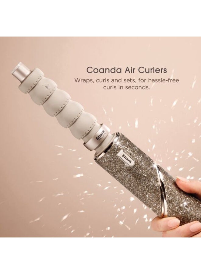 Shark FlexStyle Sparkle Limited Edition Champagne Diamond 5-in-1 Air Styler & Hair Dryer: Auto-Wrap Curlers, Paddle Brush, Oval Brush, Storage Case, Gold Diamond, HD446JSUK - Image 2