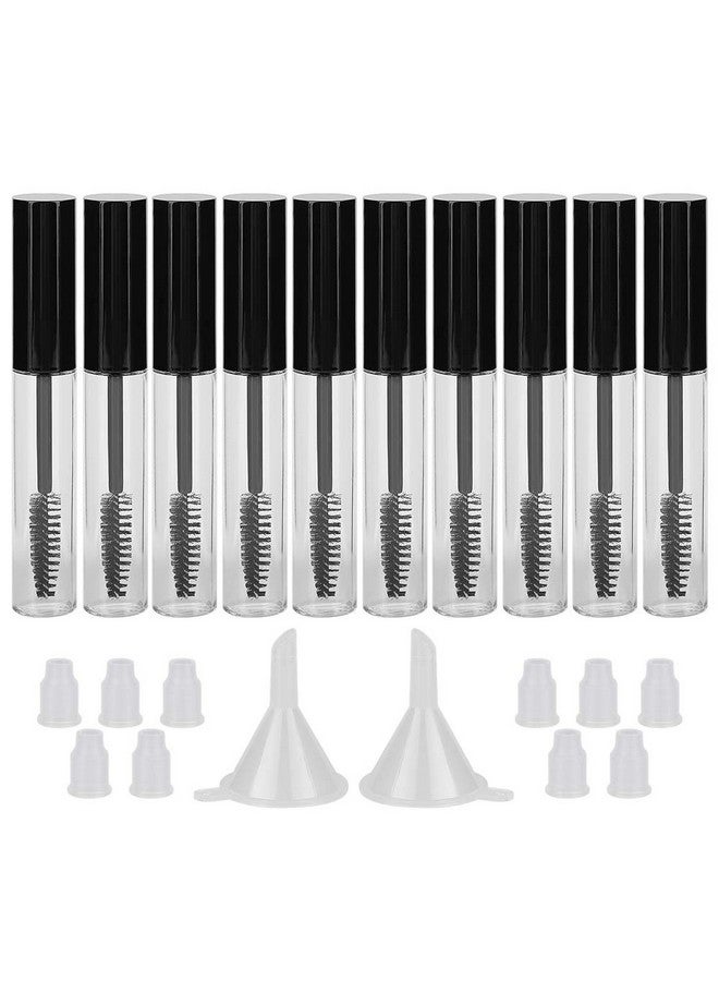 GTHER 10Pcs 10Ml Empty Mascara Tube Bottle With Eyelash Wand & Rubber Inserts & Funnels Set For Castor Oil/Eyelash Growth Oil Diy Mascara Eyelash Cream Container With Cap Black - Image 2