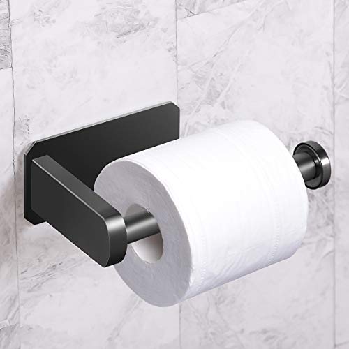 VAEHOLD Self Adhesive Toilet Paper Holder Kitchen Washroom Adhesive Toilet Roll Holder No Drilling for Bathroom Stick on Wall Stainless Steel Brushed Black - Image 5