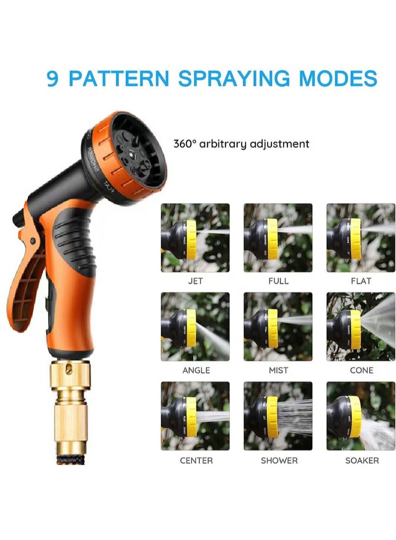 روك بو 50 قدم حديقة خرطوم ، خرطوم حديقة قابلة للتوسيع مع 9 فوهات الرش ، 1 / 2 بوصة و 3 / 4 بوصة النحاس الصلبة المشتركة ، خفيفة الوزن ودائمة 3800D خرطوم قابل للتوسيع ، مع 3 طبقات من المطاط ، وسهلة التخزين - Image 5