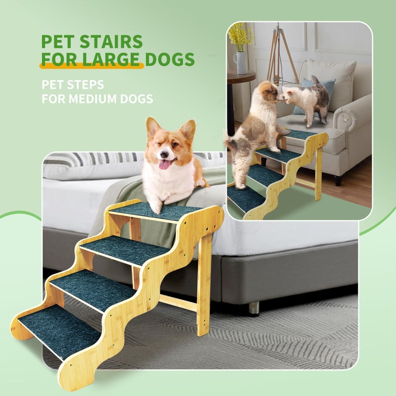GXONE Dog Steps for Bed,24 Inches 5 Step Dog Stairs for Senior Pets to Get On 30 Inches High Beds/Car,Made of Bamboo Can Support Large Dogs Weighing Up to 160 LB - Image 5