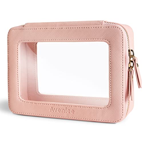 Aveniee Clear Makeup Bag Organizer,Large Travel Toiletry Bag for Women, Waterproof Cosmetic Pouch with Zippers,Car Organizers and Storage Case for Accessories,Pink - Image 1