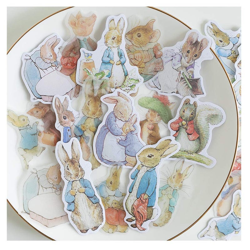 Alideco 80Pcs Vintage Vinyl Scrapbooking Stickers Packs Rabbit Funny Aesthetic Kawaii Stickers for Adult for Girls Journaling Assorted Phone Adult