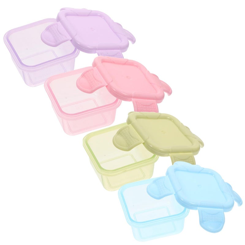 Lurrose 4 Pack Meal Boxes with Lids for Fruit Preservation On the Go Purple Green Pink Blue - Image 2