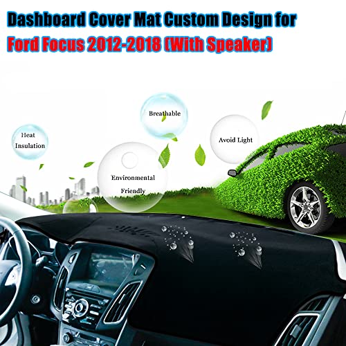YOFAMO Dashboard Cover Dash Cover Mat Pad Carpet Custom Fit for Ford Focus 2012-2018(with Speaker) Accessories Anti-Skid Center Console Protector Cover Mat(Black Edge) - Image 3