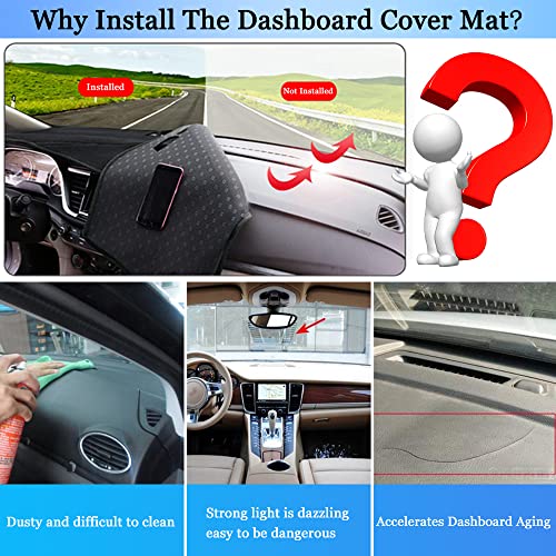YOFAMO Dashboard Cover Dash Cover Mat Pad Carpet Custom Fit for Ford Focus 2012-2018(with Speaker) Accessories Anti-Skid Center Console Protector Cover Mat(Black Edge) - Image 2