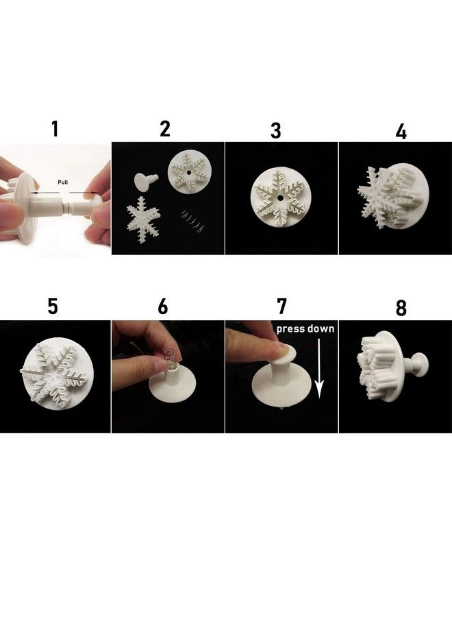HONBAY 6Pcs Plastic Snowflake Fondant Cookie Cake Plunger Cutters Molds Embossing Tools For Baking - Image 5