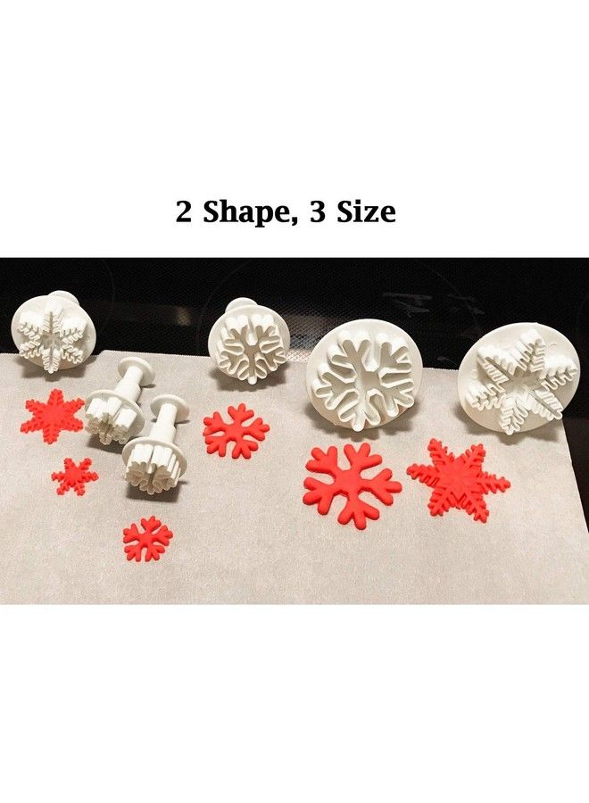 HONBAY 6Pcs Plastic Snowflake Fondant Cookie Cake Plunger Cutters Molds Embossing Tools For Baking - Image 4