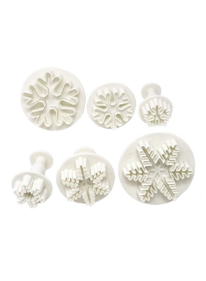 HONBAY 6Pcs Plastic Snowflake Fondant Cookie Cake Plunger Cutters Molds Embossing Tools For Baking - Image 1