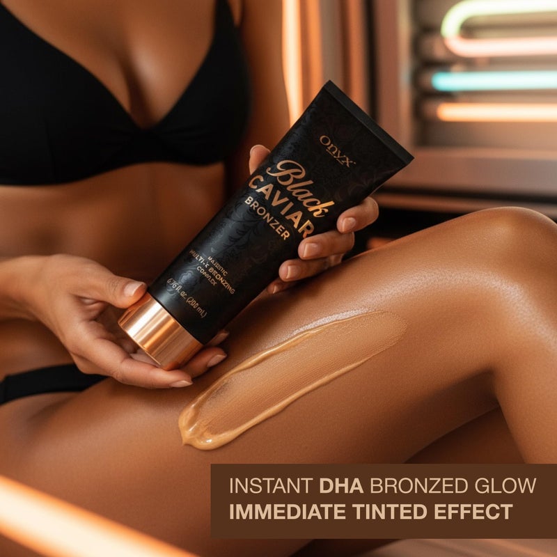 Onyx Black Caviar Dark Tanning Bed Lotion with Bronzer & Accelerator - Indoor Tanning Lotion for Ultra Dark Tan | Hydrating Aloe | 8.5 Fl Oz - Image 2