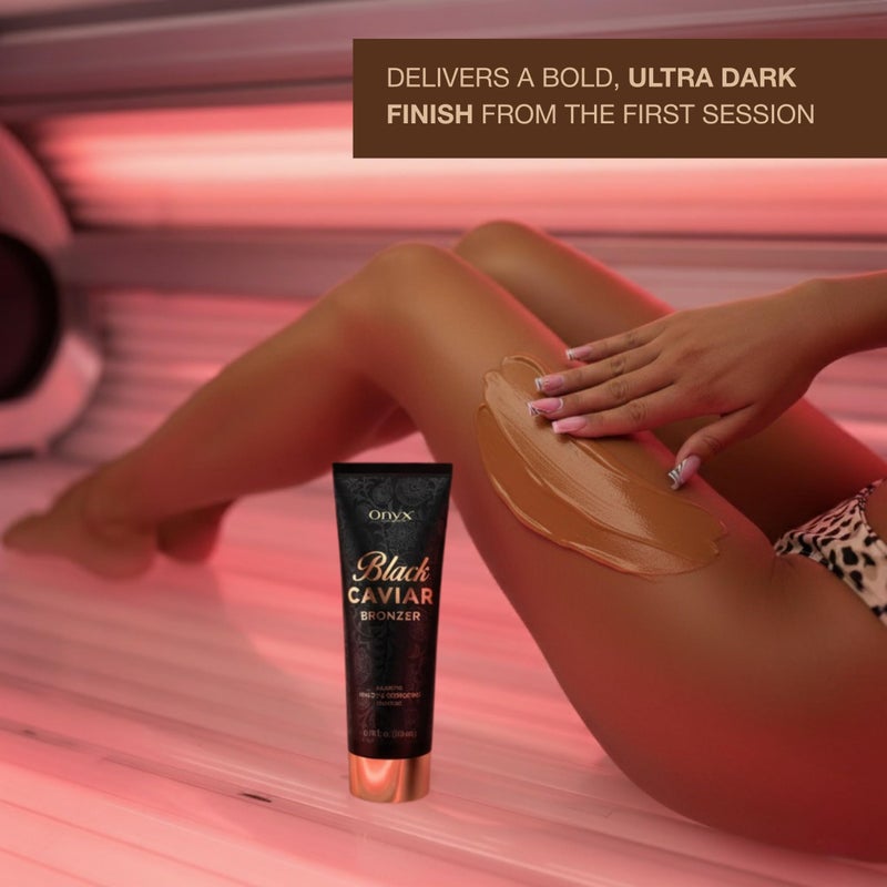 Onyx Black Caviar Dark Tanning Bed Lotion with Bronzer & Accelerator - Indoor Tanning Lotion for Ultra Dark Tan | Hydrating Aloe | 8.5 Fl Oz - Image 3