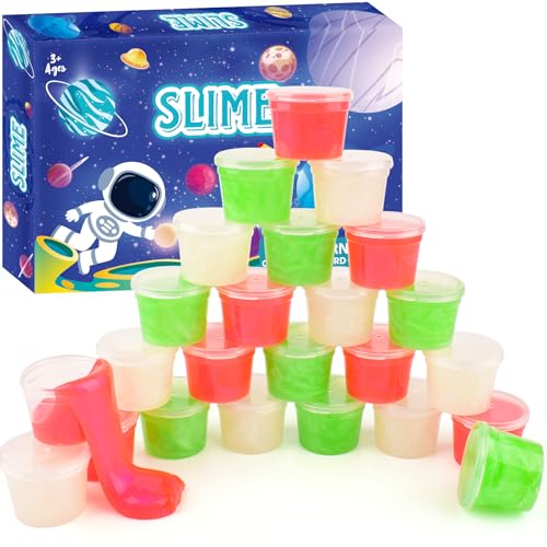 WUJYLY Galaxy Slime 24 Pack Red Green White Slime Party Favors NonSticky Soft Slime Kit for Classroom Prizes Christmas Stocking Stuffers Goodie Bag StuffersEaster Basket Stuffers for Kids - Image 1