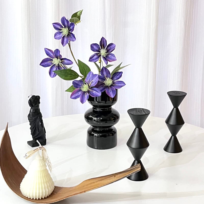 BLOFLO STU Bloflo Black Glass Glass Vase 7inches Glass Glass Vase for Flower من ثلاث طبقات من الزجاج الزجاجي لـ D؟ Cor Cor Modern Neghetric Glass Hare - Image 4