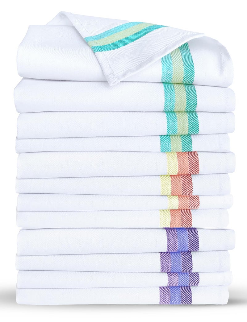 Harringdons Premium Kitchen Towels (28”x20” - 12 Pack) 100% Natural Cotton Large Dish Cloths | Dish Towels for Kitchen with Hanging Loop, Reusable Cleaning Cloths, Lint Free | Bleach Friendly | Assorted Colors - Image 1