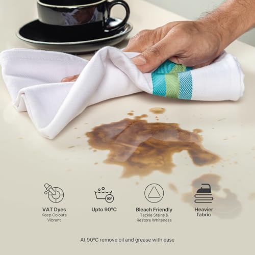 Harringdons Premium Kitchen Towels (28”x20” - 12 Pack) 100% Natural Cotton Large Dish Cloths | Dish Towels for Kitchen with Hanging Loop, Reusable Cleaning Cloths, Lint Free | Bleach Friendly | Assorted Colors - Image 5