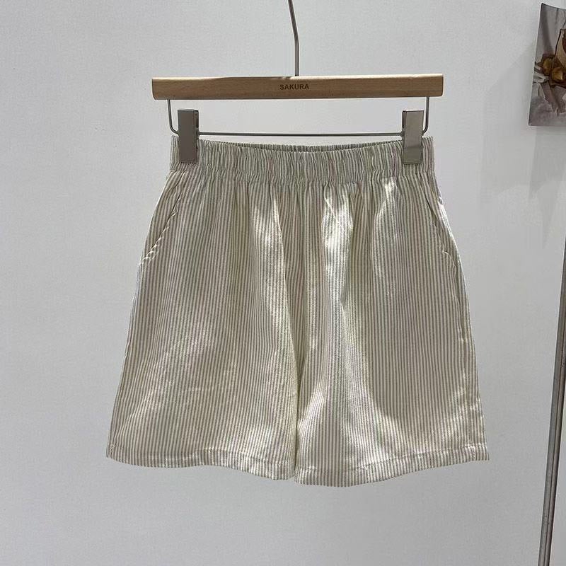 Striped Drawstring Wide-Leg Casual Shorts - Image 3