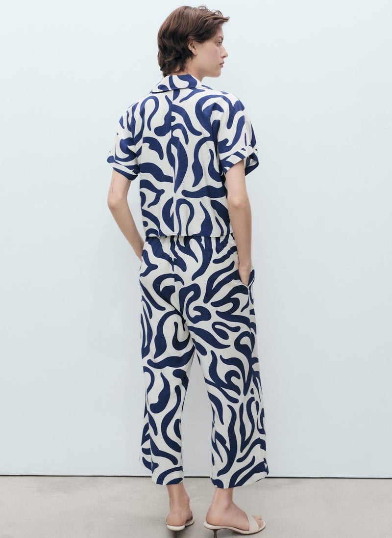 MANGO Printed Crop Shirt With Knot Detail  - Image 2