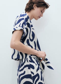 MANGO Printed Crop Shirt With Knot Detail  - Image 3