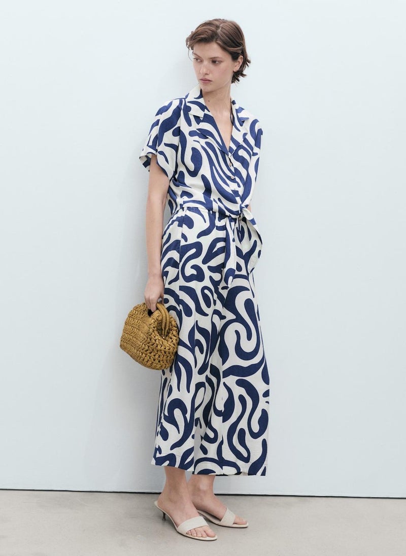 MANGO Printed Crop Shirt With Knot Detail  - Image 4