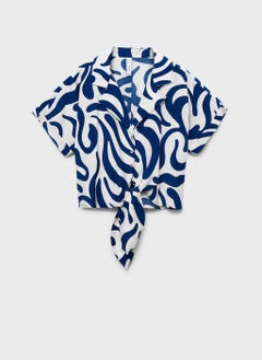 MANGO Printed Crop Shirt With Knot Detail  - Image 5