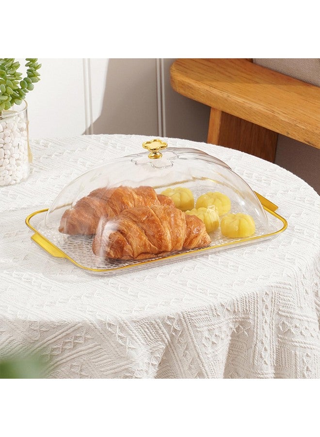 HomDSim Cake Plate With Dome, Cake Stand With Cover,Plastic Serving Platter Tray With Lid, Shatter-Proof, Perfect For Display, Party, Entertaining (3Pack Rectang Tray Wih Lid) - Image 1