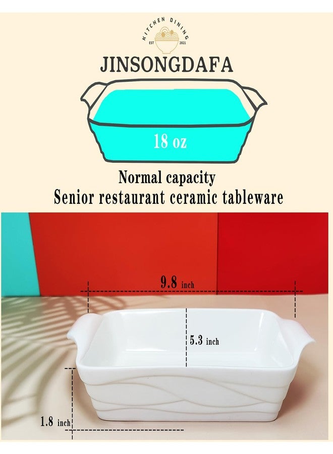 jinsongdafa صينية خبز مستطيلة من جينسونغ دافا، مقاس 8 × 5 بوصات، صينية لازانيا، صينية خبز مستطيلة سعة 18 أونصة، صينية خبز سيراميك بمقابض (9.8 بوصة) مناسبة للطواجن، اللازانيا، الغراتان، الشواء، التحميص، والخبز، لون أبيض - Image 2