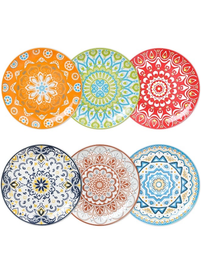 HAPPY KIT طقم أطباق العشاء السيراميكية HAPPY KIT مجموعة من 6 أطباق 10.5 صحن حلوى آمن للاستخدام في الميكروويف وغسالة الصحون من البورسلين للأواني المنزلية - Image 1