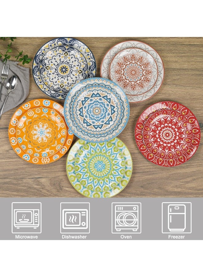 HAPPY KIT طقم أطباق العشاء السيراميكية HAPPY KIT مجموعة من 6 أطباق 10.5 صحن حلوى آمن للاستخدام في الميكروويف وغسالة الصحون من البورسلين للأواني المنزلية - Image 4