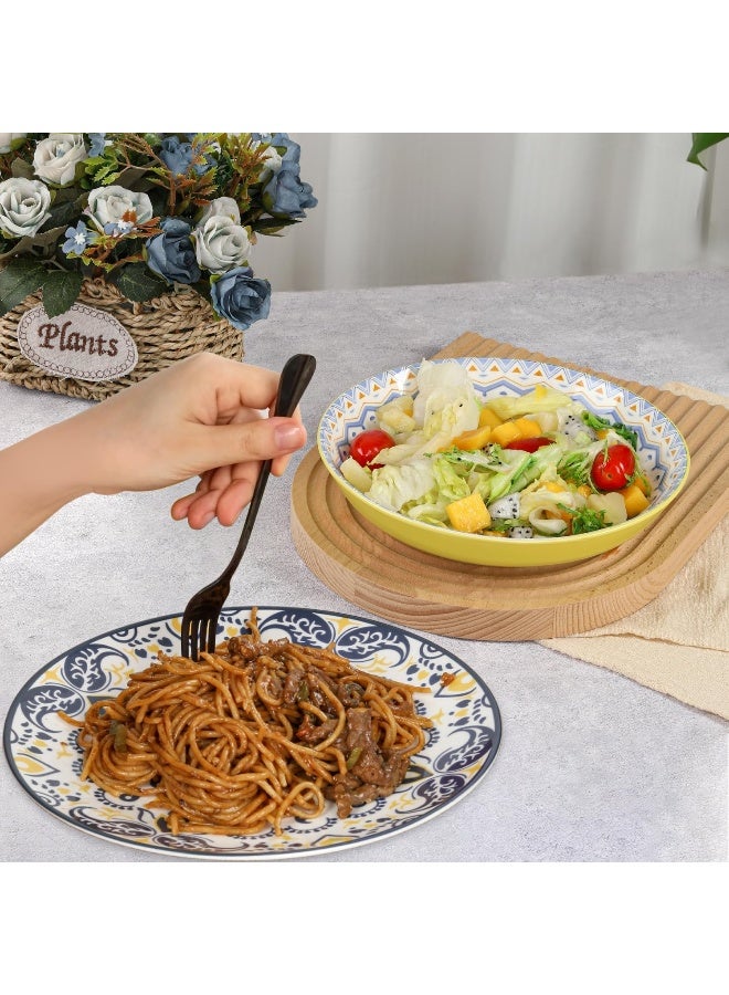 HAPPY KIT طقم أطباق العشاء السيراميكية HAPPY KIT مجموعة من 6 أطباق 10.5 صحن حلوى آمن للاستخدام في الميكروويف وغسالة الصحون من البورسلين للأواني المنزلية - Image 2