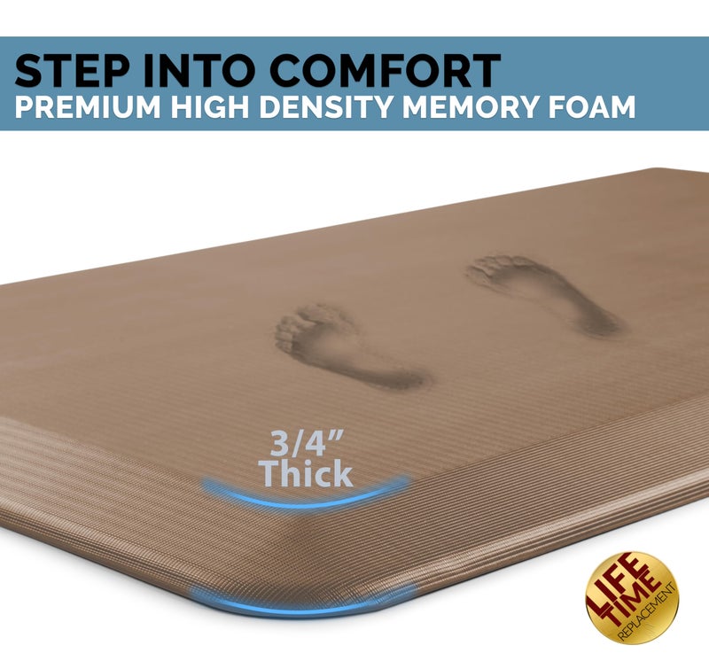 ComfiLife Anti Fatigue Floor Mat – 3/4 Inch Thick Perfect Kitchen Mats for Floor, Standing Desk Mat – Comfort at Home, Office, Garage – Durable – Stain Resistant – Non-Slip Bottom (20" x 32", Beige) - Image 2