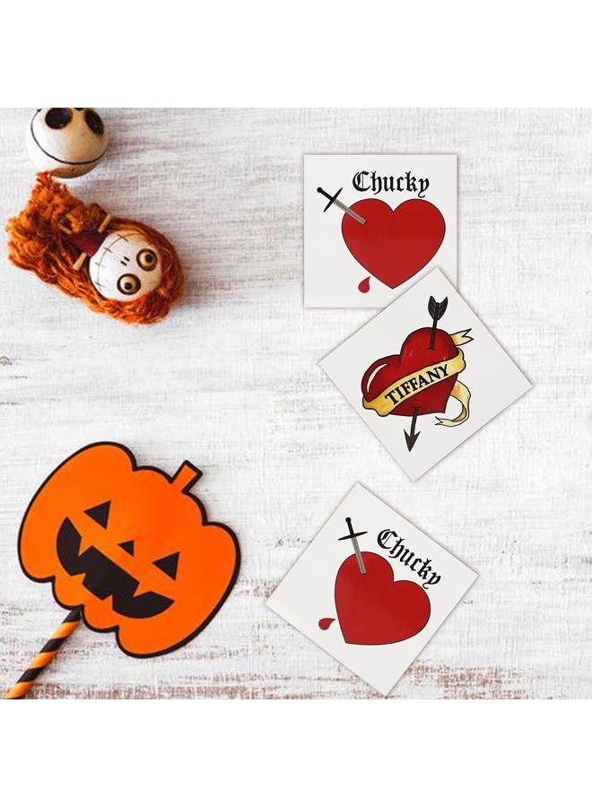 Pandecor Bride Heart Tiffany Heart Temporary Tattoos Stickers for Halloween Costume Cosplay (scars tattoos and heart tattoos) - Image 3