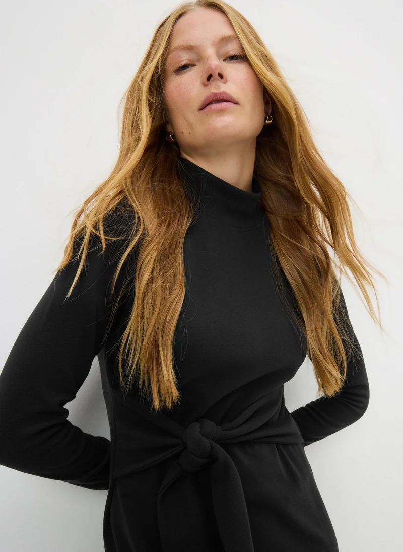 Matalan Black Jersey Tie Midi Dress