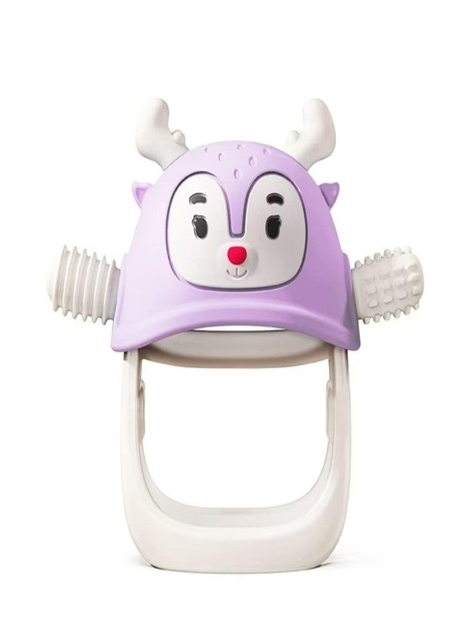 Mom's Aura Baby Teething Toys for Babies 0-6 Months-Baby Teether,Anti-Drop Silicone Mitten Teething Toy for Soothing Sore Gums,Teething Pacifier,Baby Toys 6 to 12 Months-Ideal Travel Essentials for,Reindeer) (Purple,dls) - Image 1