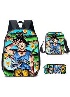 Generic Anime cartoon Dragon Ball large capacity backpack for primary and secondary school students, backpack, shoulder bag, pencil case, 3-piece set for both men and women  - Image 1