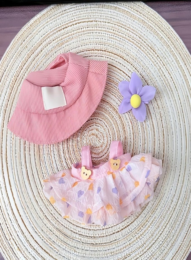 NUJOLI 17cm Doll Clothes Set, 3 Pieces Dress Hat Skirt Outfit Set for 1st/2nd/3rd La bu Doll, Stylish Flower Doll Hat Clothing Set - Image 3