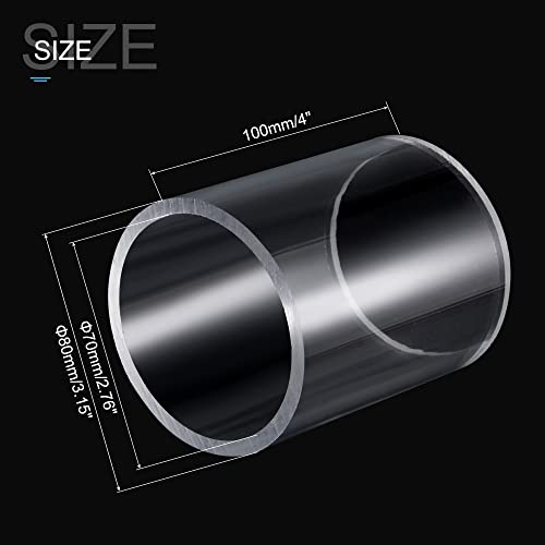 MECCANIXITY Acrylic Pipe Rigid Round Tube Clear 2 3/4"(70mm) ID 3 1/8"(80mm) OD 4" Length High Impact for Lighting, Models, Plumbing, Crafts - Image 2