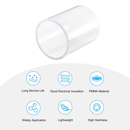 MECCANIXITY Acrylic Pipe Rigid Round Tube Clear 2 3/4"(70mm) ID 3 1/8"(80mm) OD 4" Length High Impact for Lighting, Models, Plumbing, Crafts - Image 3