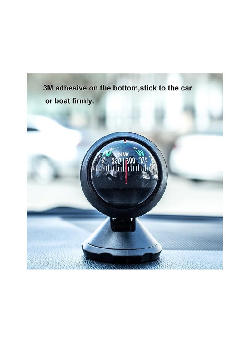 SYOSI - Automotive Compass Ball, Car Compass with Bottom Stick, Adjustable Compass with Adhesive Tape, Dashboard Compass, Camping Navigation Compass for Car Vehicle Boat to Find Direction(1 Pack) - Image 1