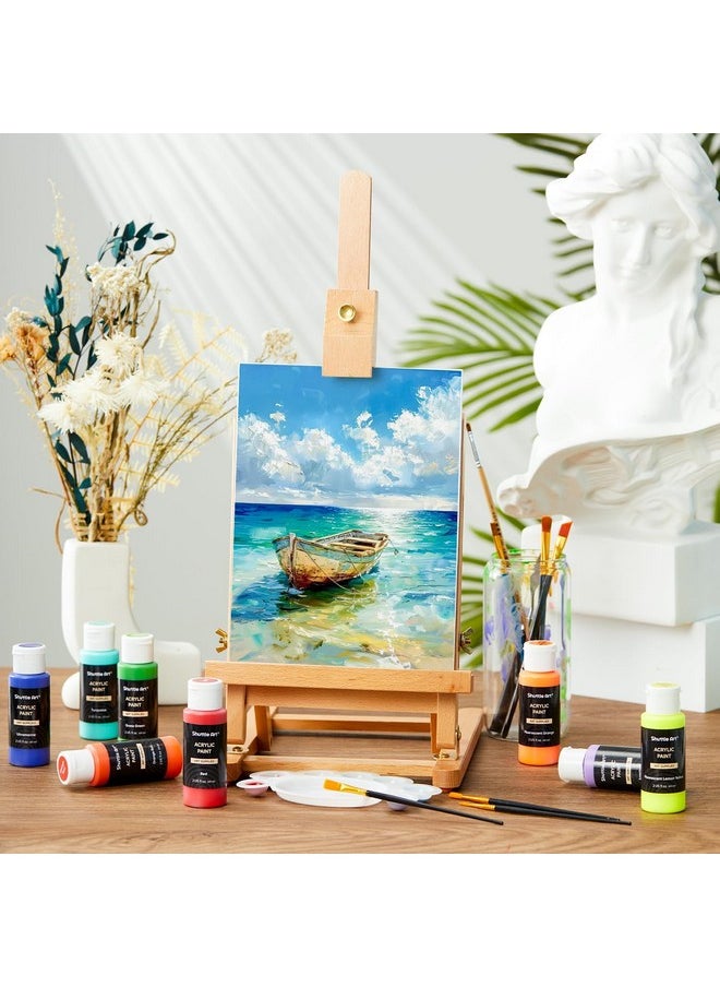 Shuttle Art Shuttle Art Acrylic Paint, 42 Colors Acrylic Paint Set with 12 Brushes, 2oz/60ml Bottles, Rich Pigmented, Water Proof, Premium Paints for Artists, Beginners and Kids on Canvas Rocks Wood Ceramic  - Image 5